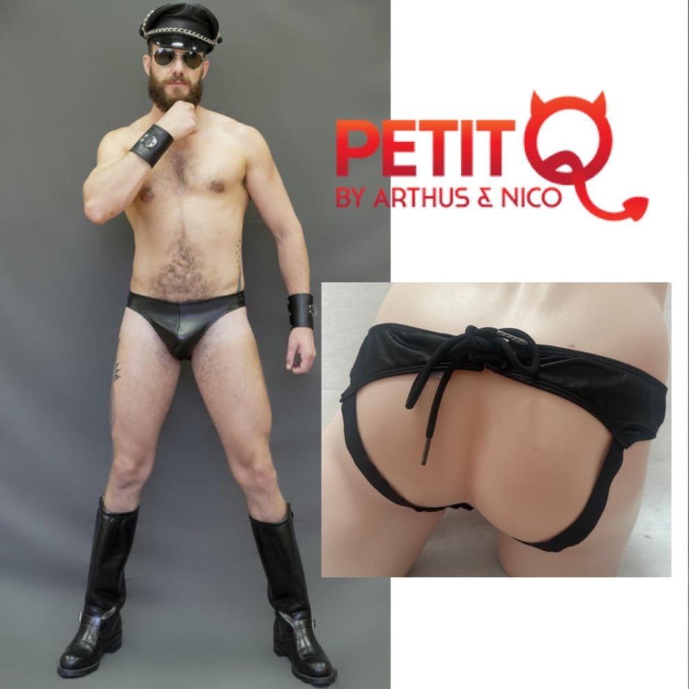 PetitQ Vegan Leather Rear Lacing Jock Large 94% polyester / 6% spandex